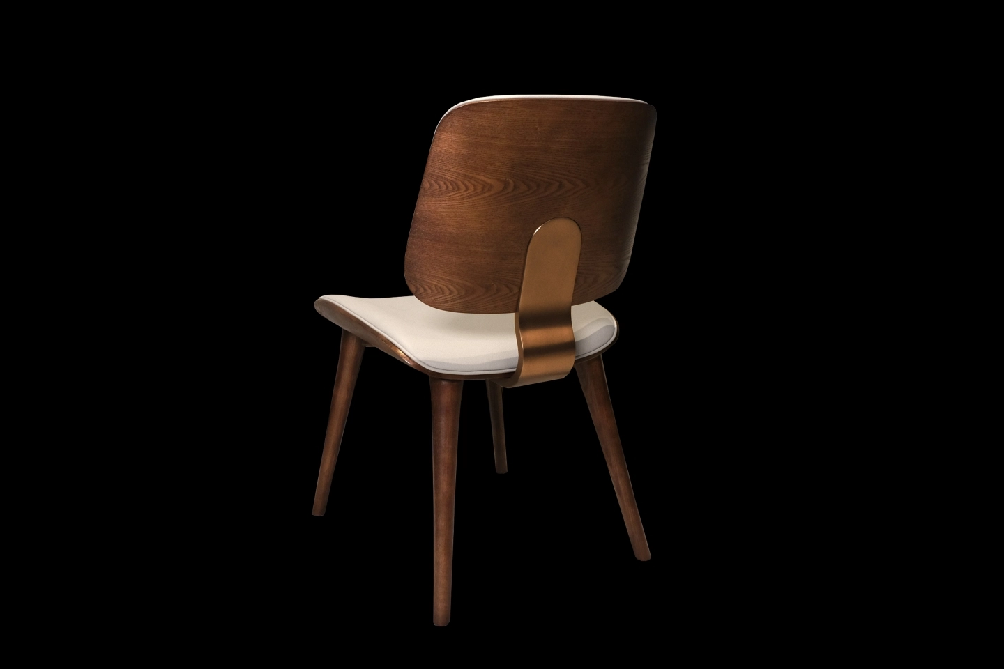 北美梣木餐椅搭配金色鐵件背板