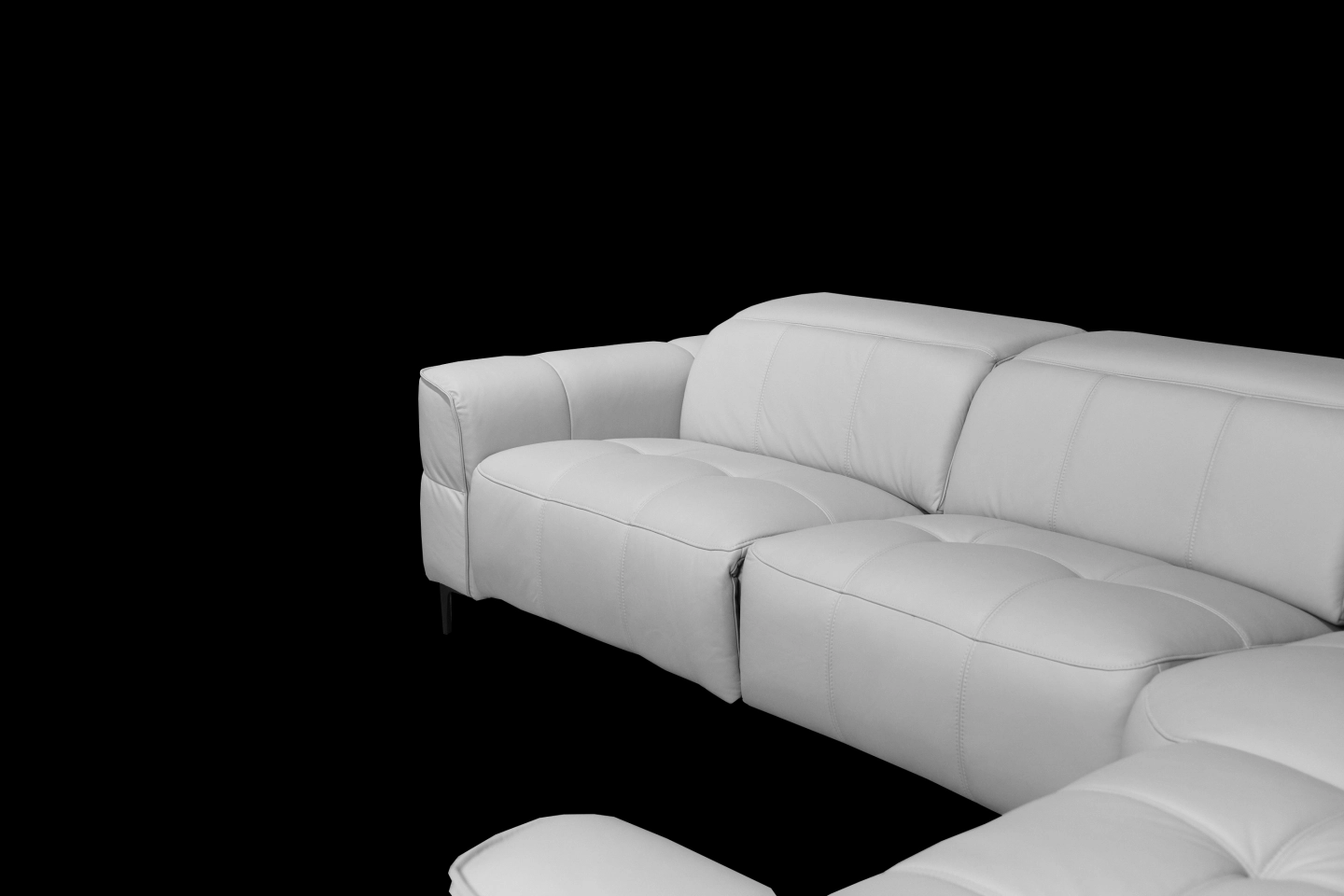 米色全牛皮電動沙發