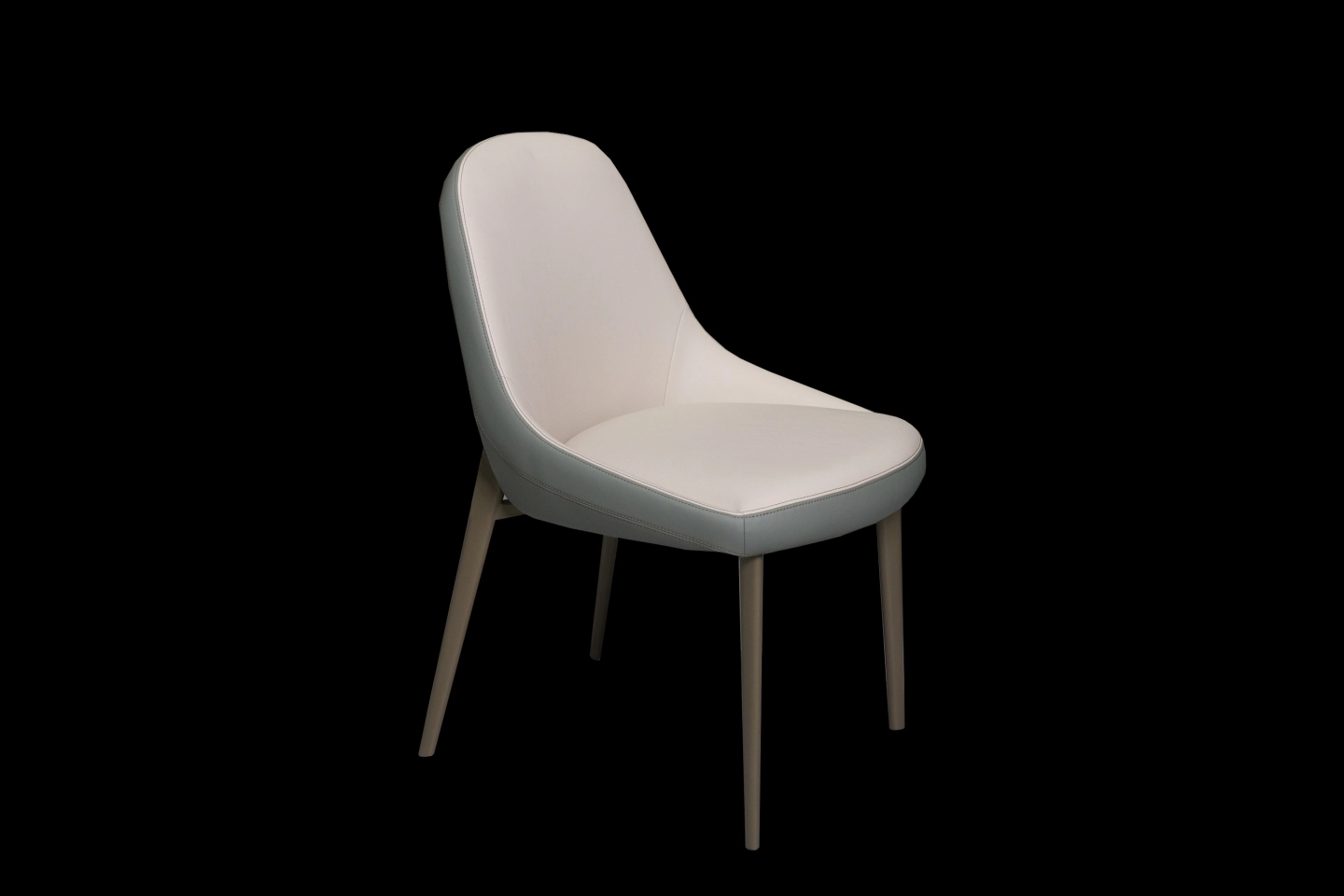 獨立筒坐墊餐椅米白色皮革坐墊