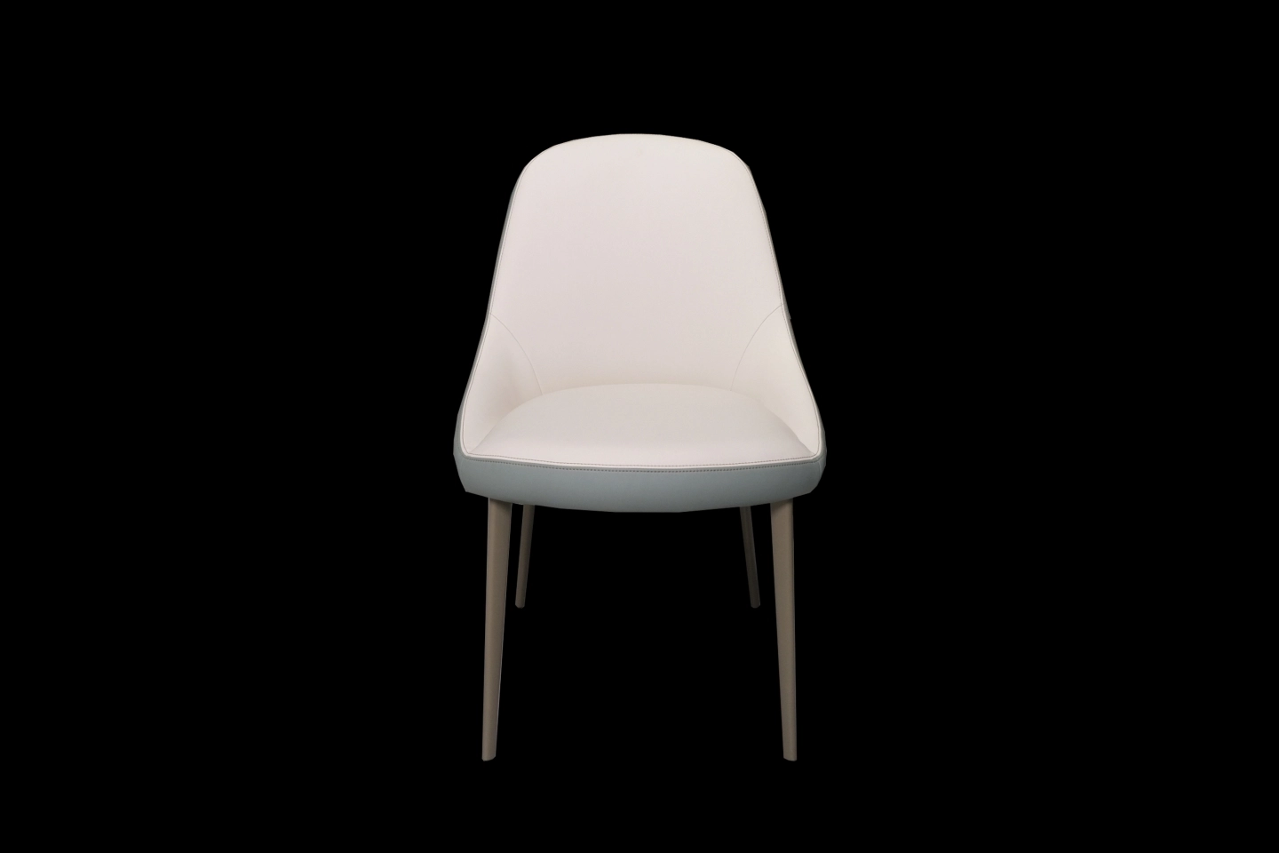 米白色皮革坐墊餐椅搭配金屬腳座