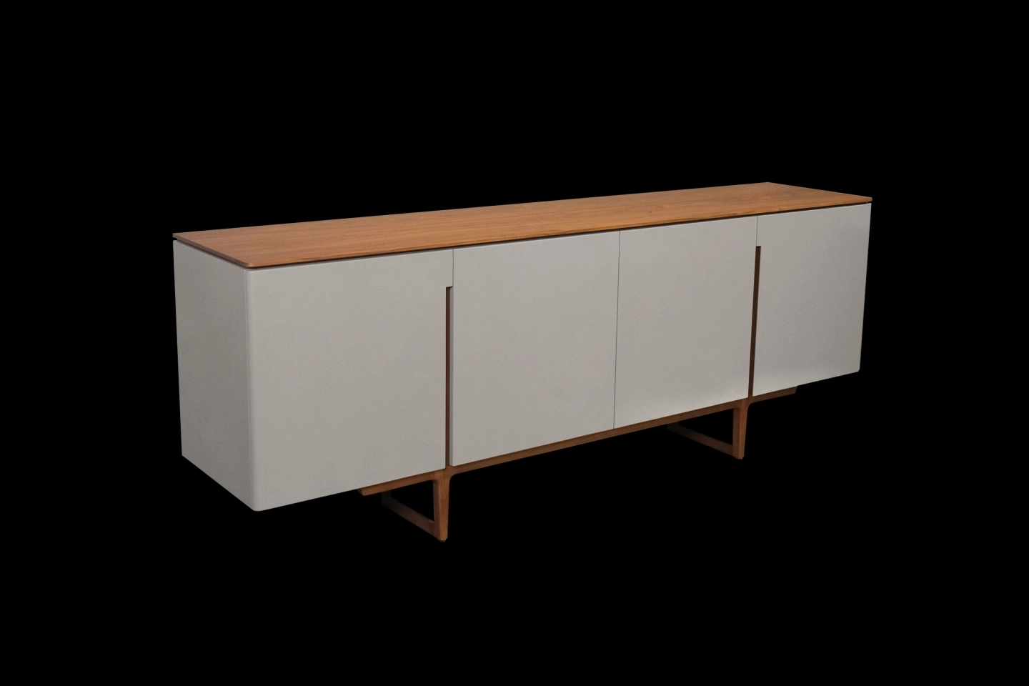 實木貼皮桌面搭配灰色烤漆側面