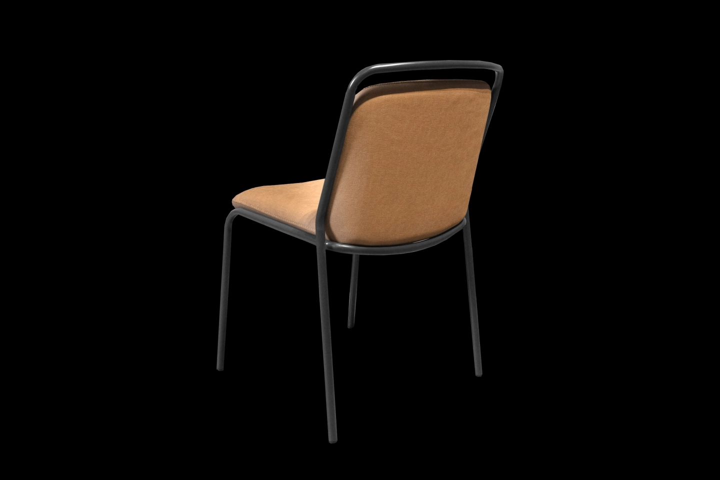 金屬件餐椅搭配橘色皮革坐墊