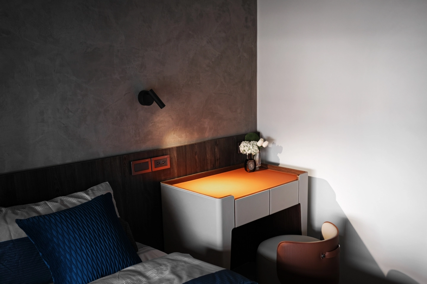 橘色桌面硬馬鞍皮革書桌