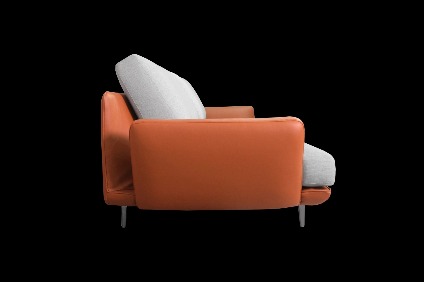 沙發側面橘色皮革扶手照片