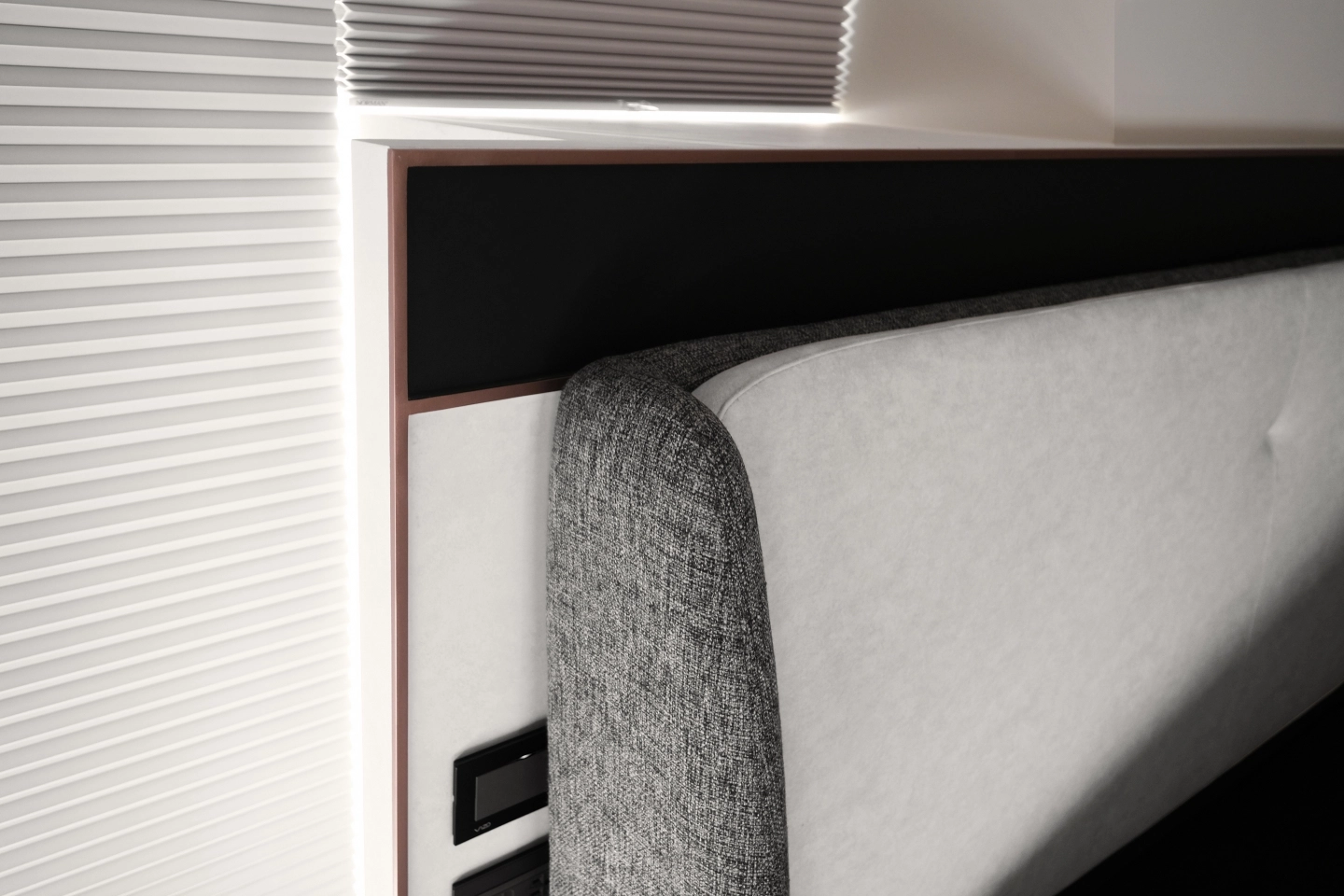 亞麻布與貓抓布異材質設計款式床頭造型