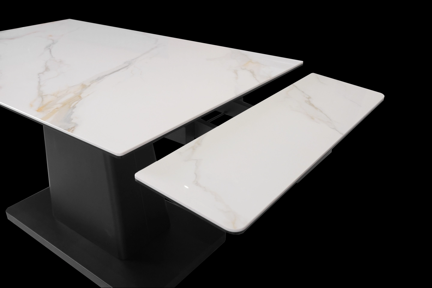 白色岩板伸縮餐桌桌面