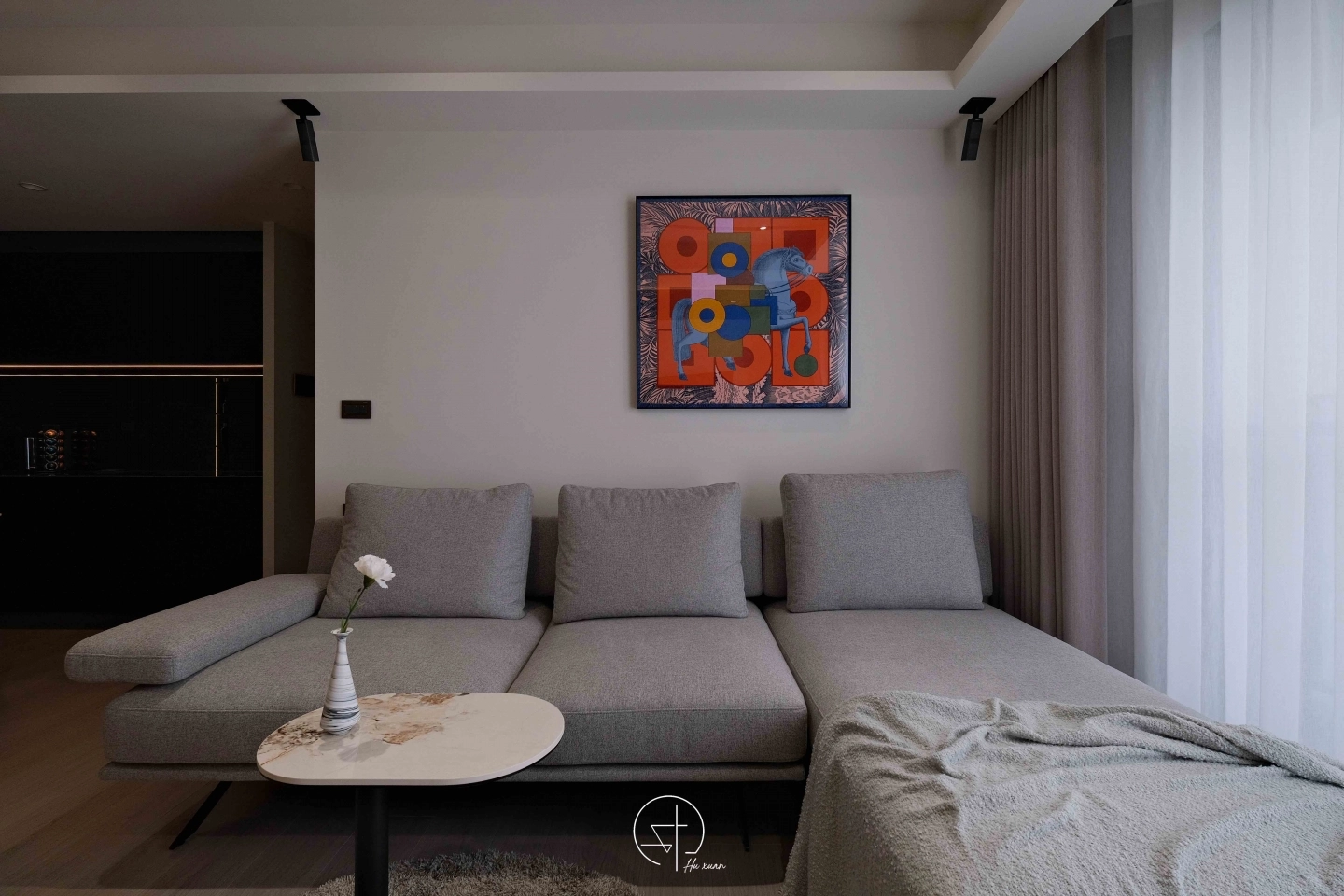 L型淺灰色比利時進口布款沙發