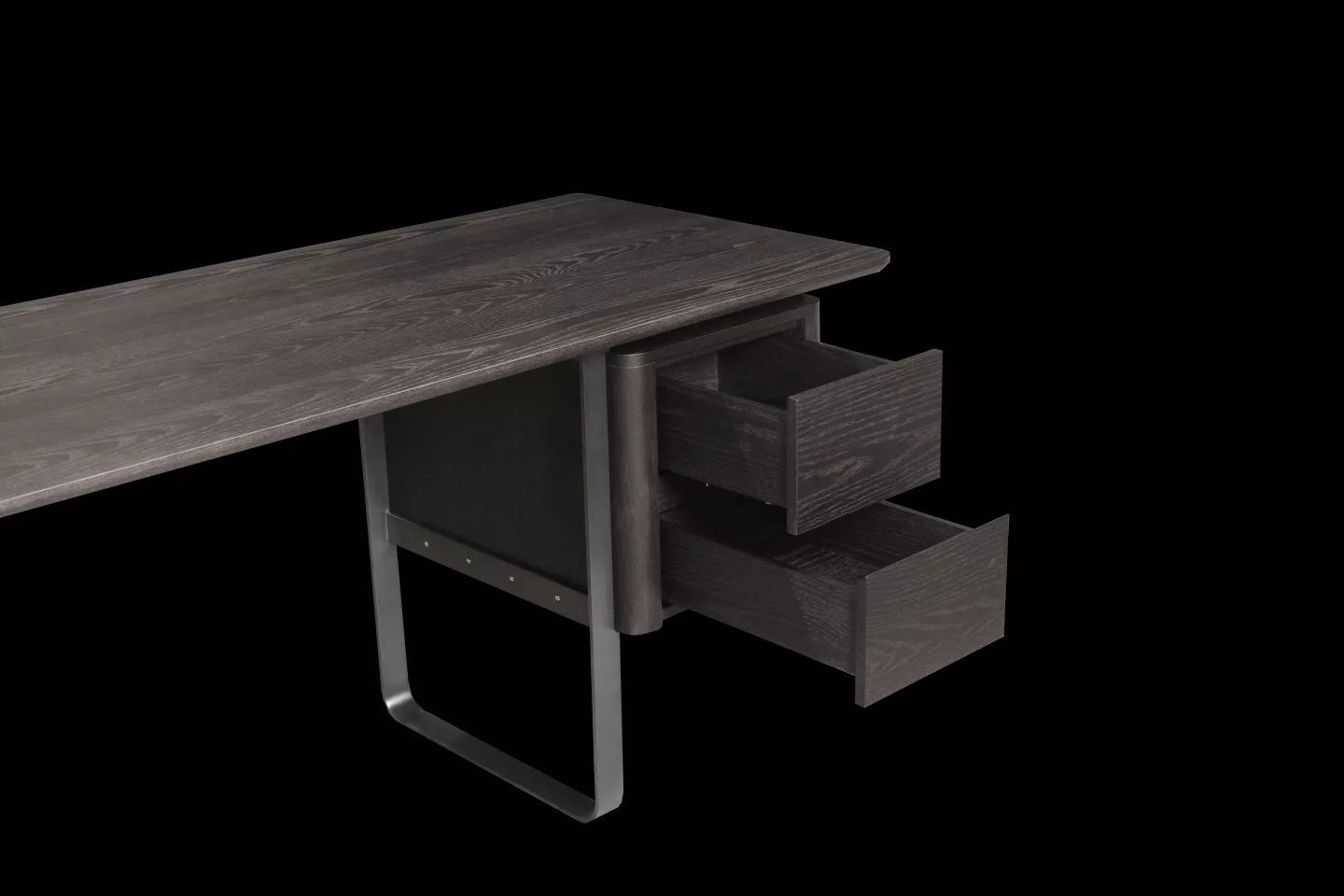 不鏽鋼鐵件桌腳與實木抽屜