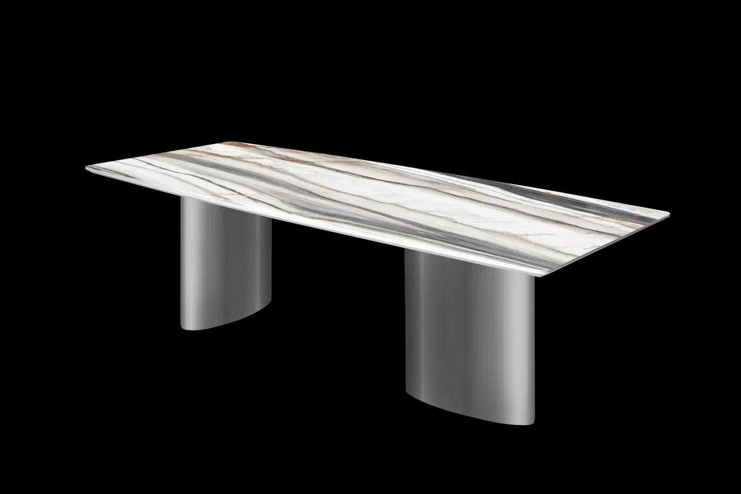 岩板餐桌搭配不鏽鋼腳座