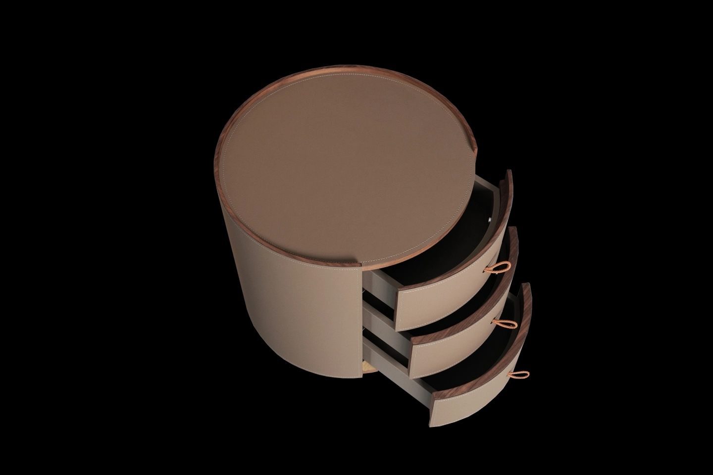 馬鞍皮床頭櫃含有三層抽屜