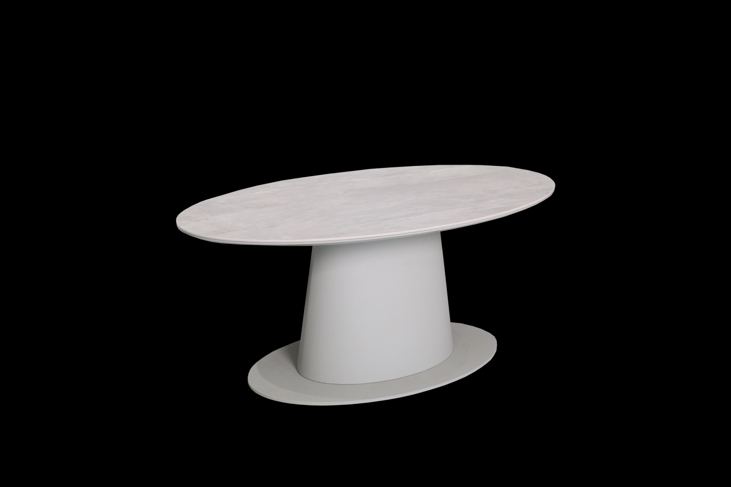 升降茶几下降至最低狀態，桌面為米白色雲霧感岩板