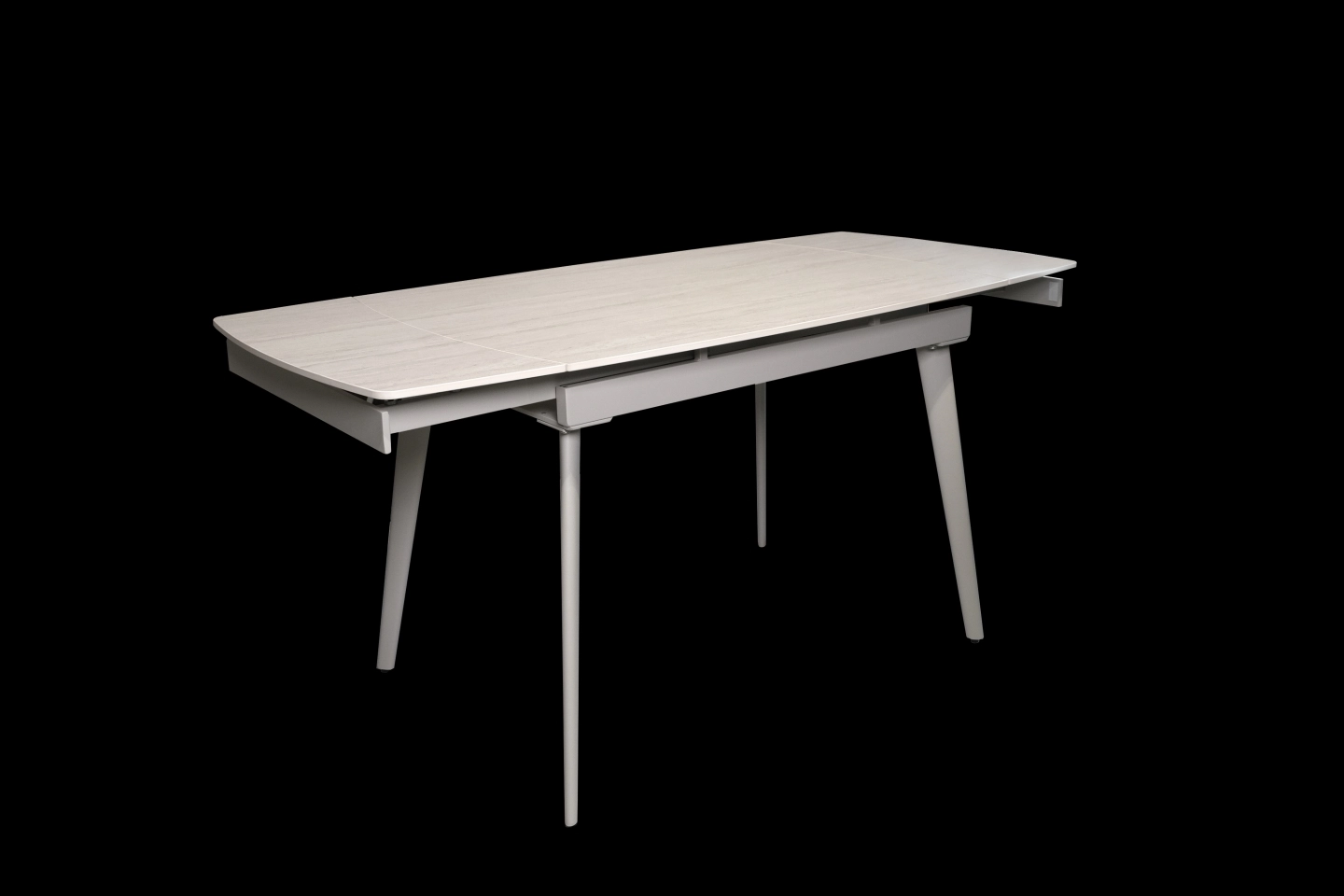 米白色岩板伸縮餐桌桌面展開樣式