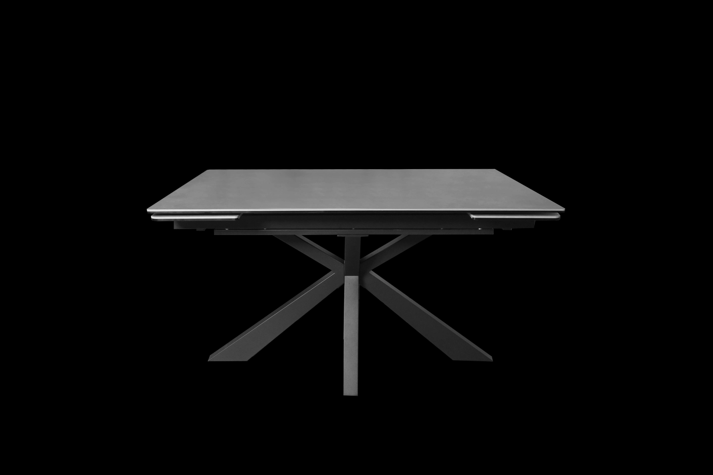 黑色岩板伸縮餐桌桌款收合狀態
