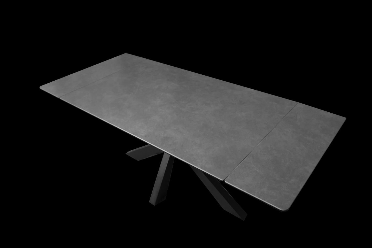 黑色岩板伸縮餐桌桌面完整展開