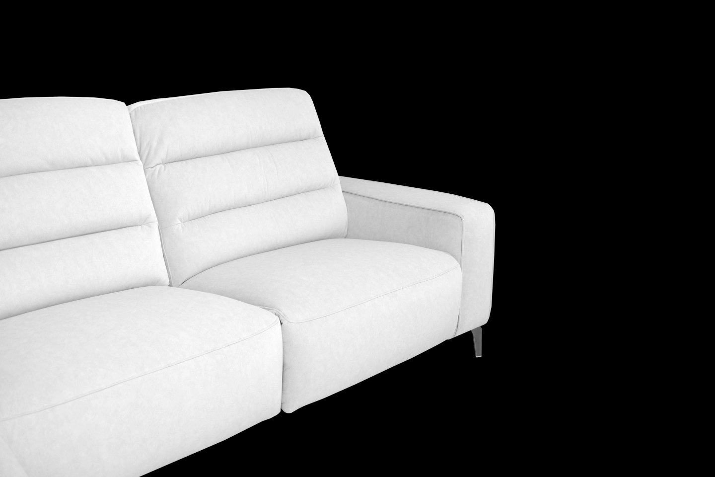 電動淺灰色貓抓布沙發座位與背墊細節拍攝