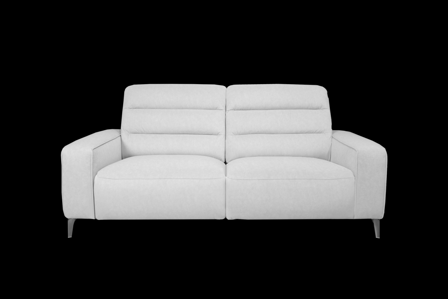 一字型兩大座位灰白色貓抓布電動沙發