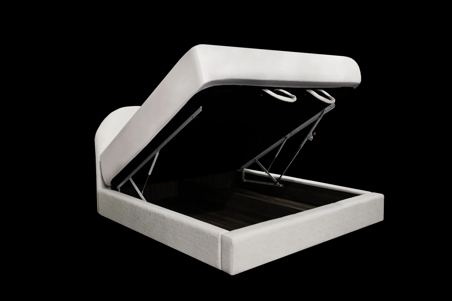 油壓掀床床底設計含有掀床安全扣具五金件,具備大量收納空間